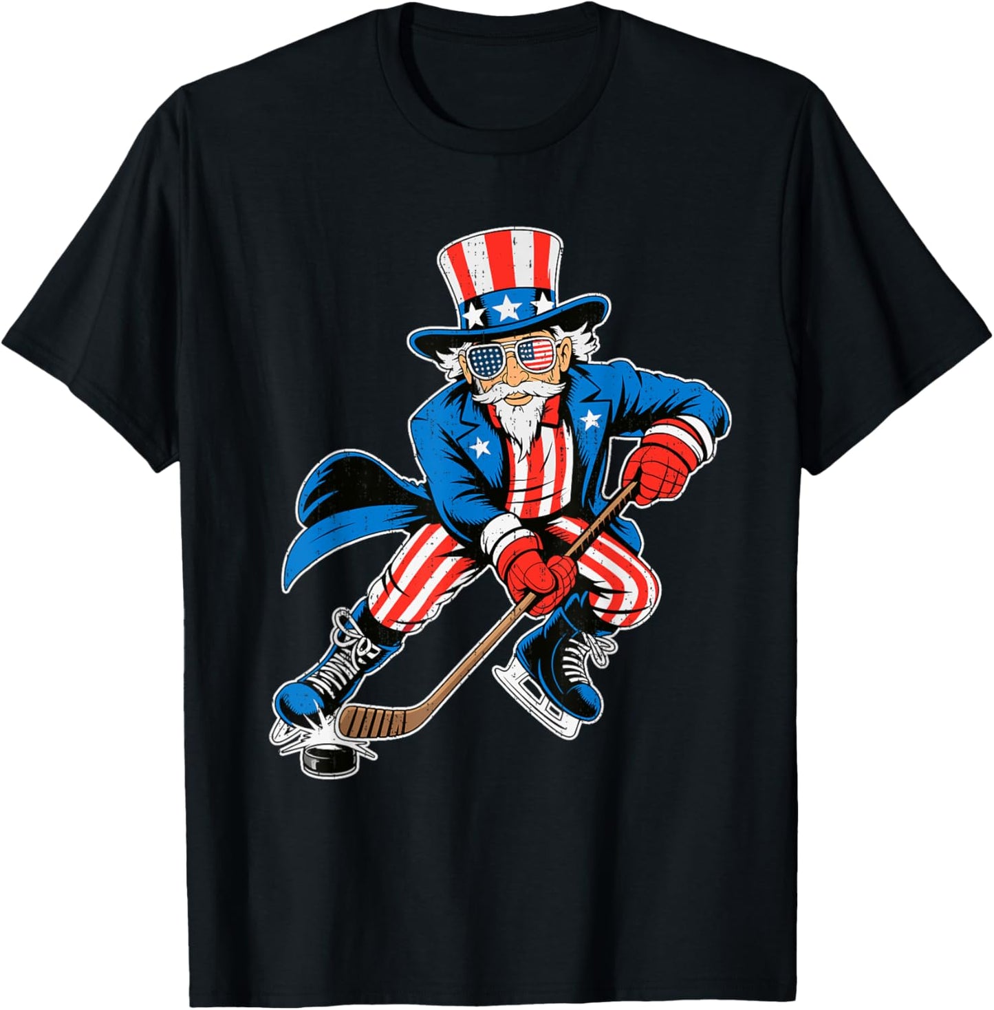 Uncle Sam Hockey American Flag Usa Sport 4th Of July T-shirt