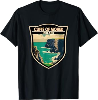 Cliffs of Moher Ireland Landmark Badge Vintage T-Shirt