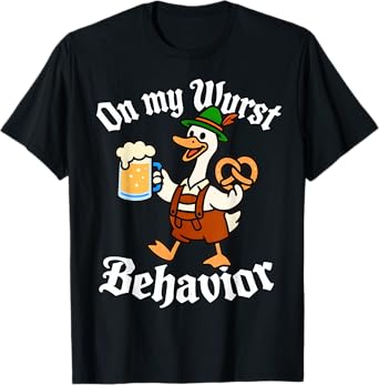 Oktoberfest On My Wurst Behaviour German Beer Sausage Adults T-Shirt
