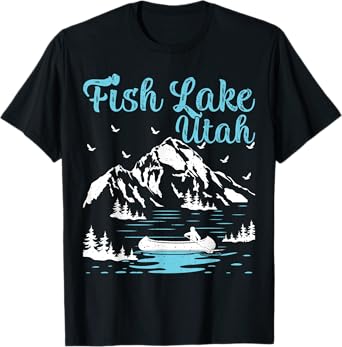 Summer Vacation Mountain Retro Utah Fish Lake T-Shirt for Men Women Kids