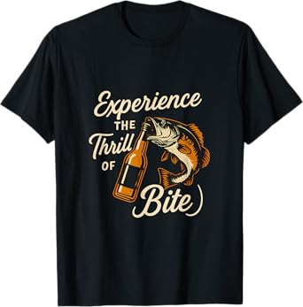 Fishing Hunting Beer Bite Graphic - Outdoor Humor Design T-Shirt