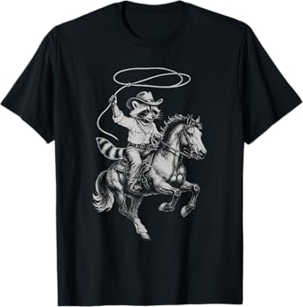 Vintage Raccoon Cowboy Western Country T-Shirt