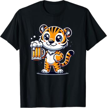 Cute Tiger Drinking Beer T-Shirt