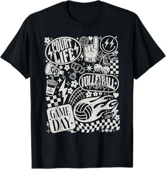 Retro Checkered Volleyball Game Day Men Women Kids T-Shirt