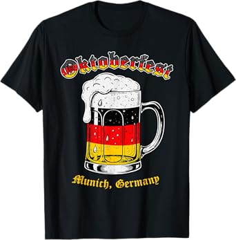 Oktoberfest German Flag Mugs Bavarian Drinking Beer Festival T-Shirt