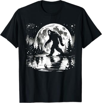 Moon Bigfoot Sasquatch Men Women Kids Cool Bigfoot T-Shirt