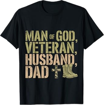 Man Of God Veteran Husband Dad Christian Jesus Camouflage T-Shirt