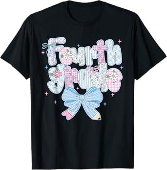 Preppy Fourth Grade Teacher Back To School 4th Grade Girls T-Shirt
