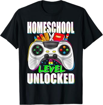 Homeschool Level Unlocked Gamer First Day Of School Boys T-Shirt