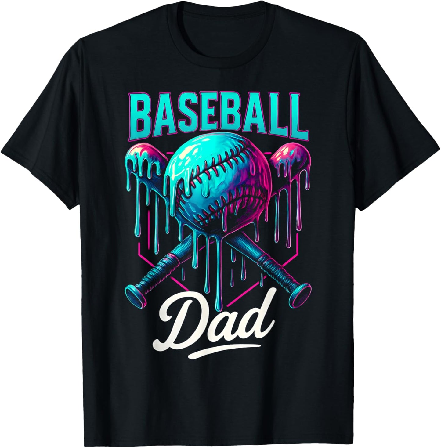 Baseball Drip Dad Ice Cream Drip Baseball Men Father's Day T-Shirt