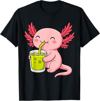 Funny Axolotl Drinking Matcha Japanese Tea Cute Axolotl T-Shirt