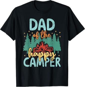 Dad of Happy Camper 1st Birthday Party Retro Dad T-Shirt