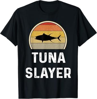 Tuna Slayer Fishing Gifts Funny Fisherman Shirt Retro Fish T-Shirt