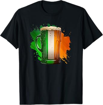 Irish Beer Ireland Flag St Patricks Day Shamrock Drinking T-Shirt