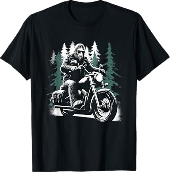 Bigfoot Motorcycle Biker - Funny Bigfoot Sasquatch Lover T-Shirt