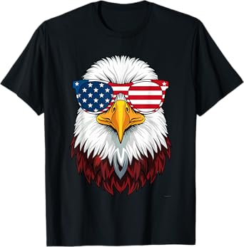 American Flag Patriotic Eagle Shirt Men Boys 4th of July T-Shirt