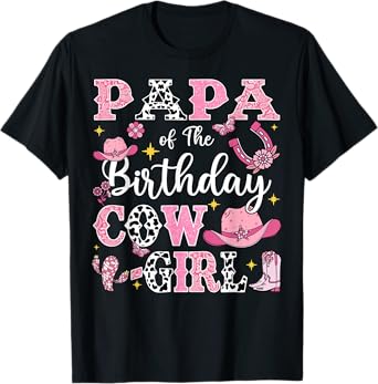 Papa Of The Birthday Cow-Girl Rodeo Cow Girl Birthday T-Shirt
