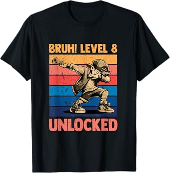 8 Year Old Birthday Dabbing Boy Bruh 8th level unlocked T-Shirt