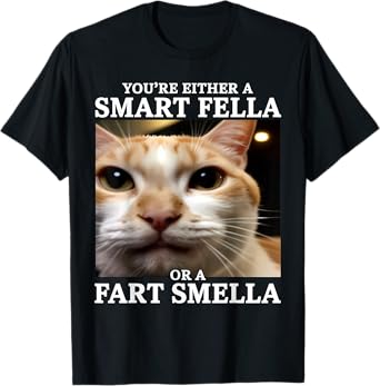 You're Either a Smart Fella or a Fart Smella Funny Cat Meme T-Shirt