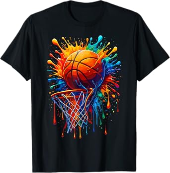 Basketballer Hoop Colorful Splash Basketball T-Shirt