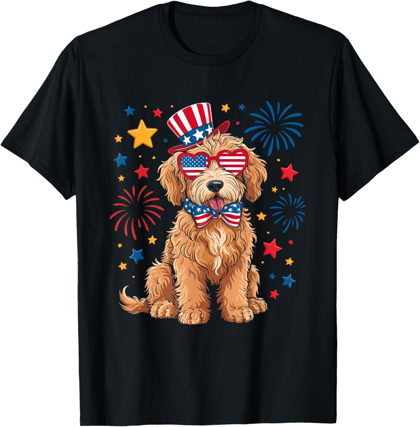 Goldendoodle Patriotic 4th of July Golden Doodle Dog Us Flag T-Shirt