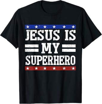 Vintage Jesus is My Superhero Fun Christian Religious T-Shirt