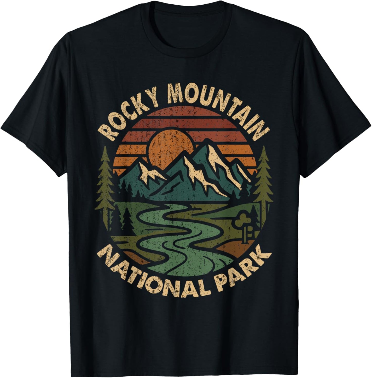 Rocky Mountain National Park Retro Sunset Mountains T-Shirt