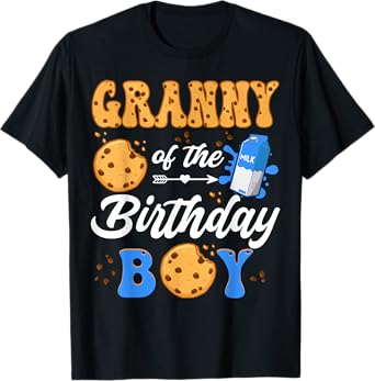 Granny Of The Birthday Boy Milk And Cookies 1St Birthday T-Shirt