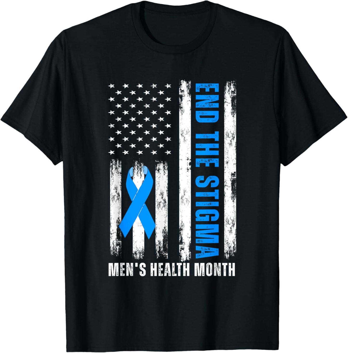 End The Stigma USA Flag Men’s Health Month Awareness Ribbon T-Shirt