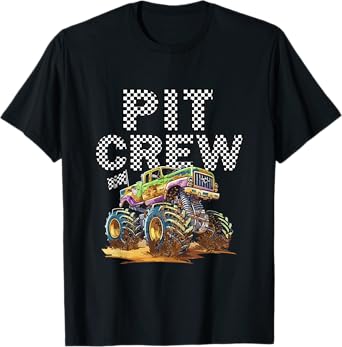 Monster Truck Pit Crew Family Matching Birthday Party T-Shirt