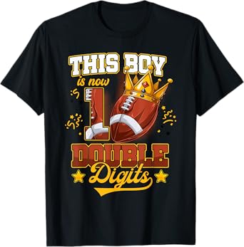 This Boy Is Now 10 Double Digits Football Birthday Boy T-Shirt