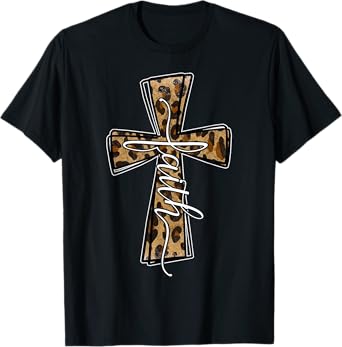 Love In Faith Tees For Christian Leopard Cross Cheetah Print T-Shirt