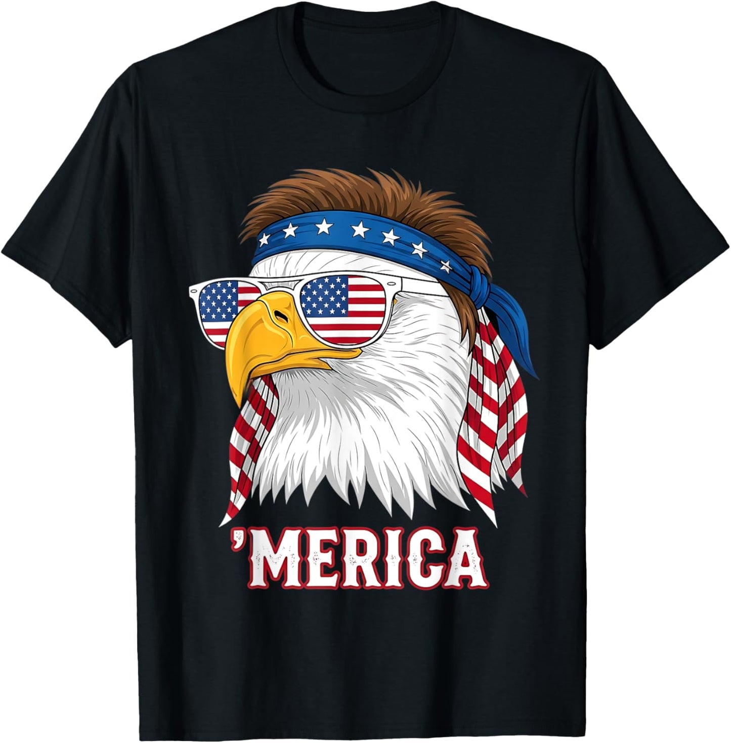 Cool Usa Eagle And Patriotic Hat July 4th American Flag T-shirt