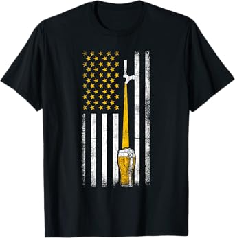 Vintage American Flag Craft Beer Tap T-Shirt for Women Men