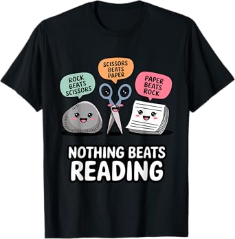 Nothing Beats Reading Rock Paper Scissors Funny Book Lover T-Shirt