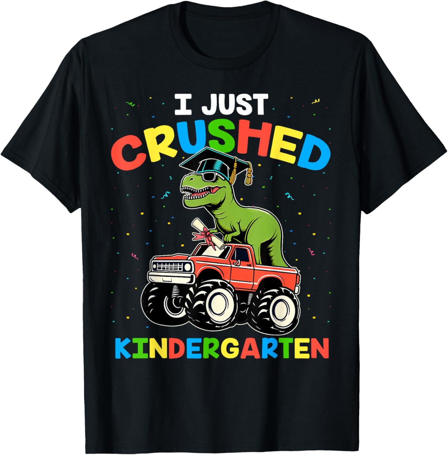 I Crushed Kindergarten Graduation Shirt Boys Kids Dinosaur T-Shirt