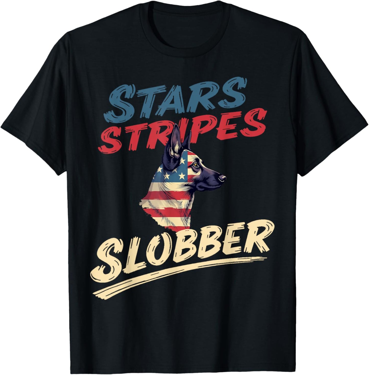 Funny Shepherd Dog Vintage German Shepherd American Flag T-Shirt