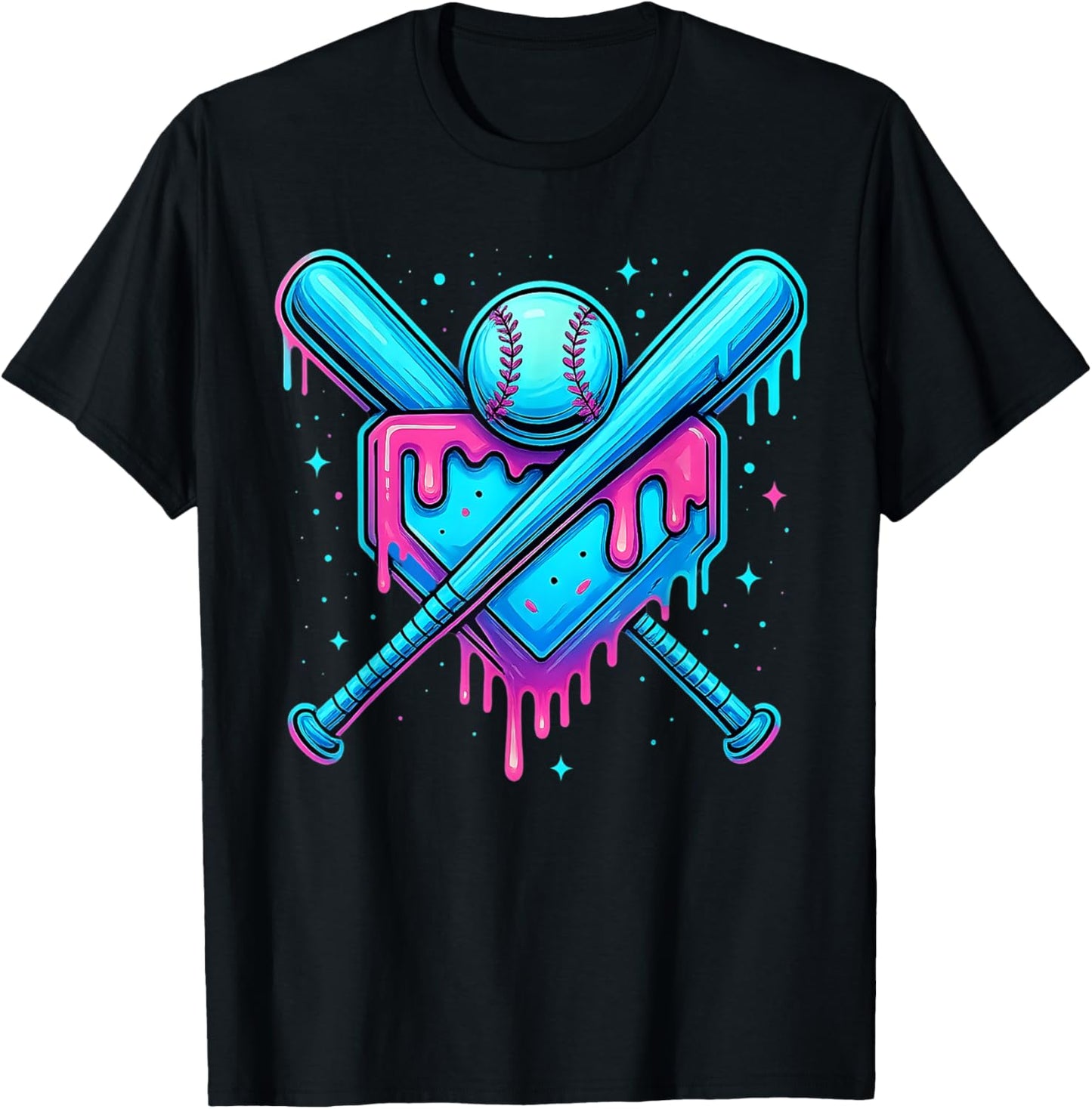 Baseball Home Plate Dripping Ice Cream Drip Youth Boys T-Shirt
