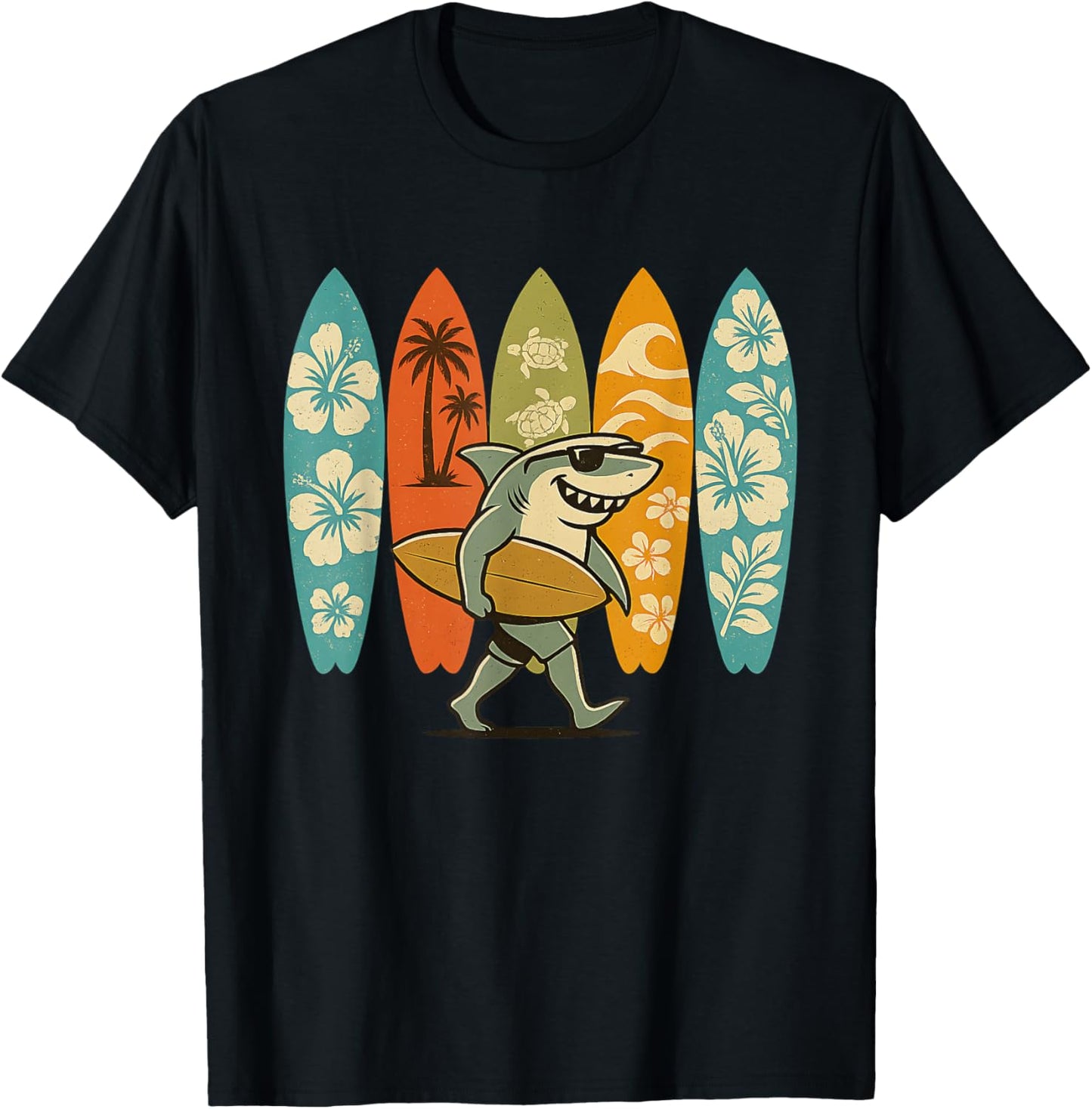 Surfing Shark Cute Sea Animal Cool For Girl And Boy T-Shirt