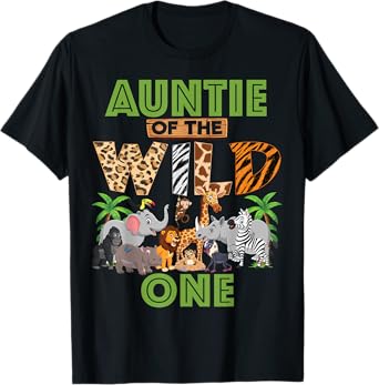 1st Birthday Zoo Safari Jungle Auntie Of The Wild One B-day T-Shirt