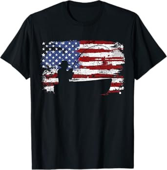 Fishing Vintage American Flag T-Shirt