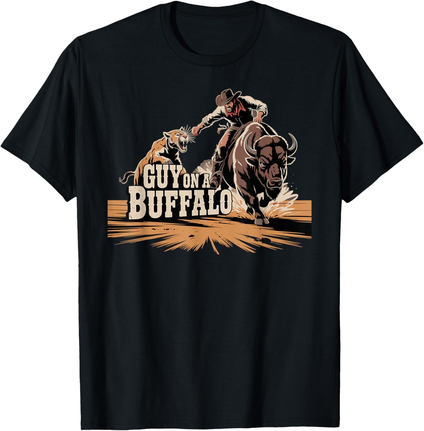 Funny Guy On A Buffalo Western Style T-Shirt