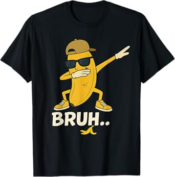 Banana Bruh Cool Graphic Tees Teen Boys Funny Banana Dabbing T-Shirt