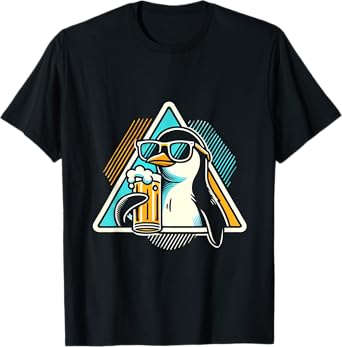 Beer Drinking Summer Holiday Sunglasses Penguin T-Shirt for Men Women