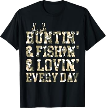 Hunting Fishing Loving Every Day Camo US Flag Hunting Season T-Shirt