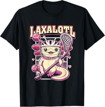 Funny Axolotl Lacrosse LAX Laxalotl Lacrosse Sport Player T-Shirt