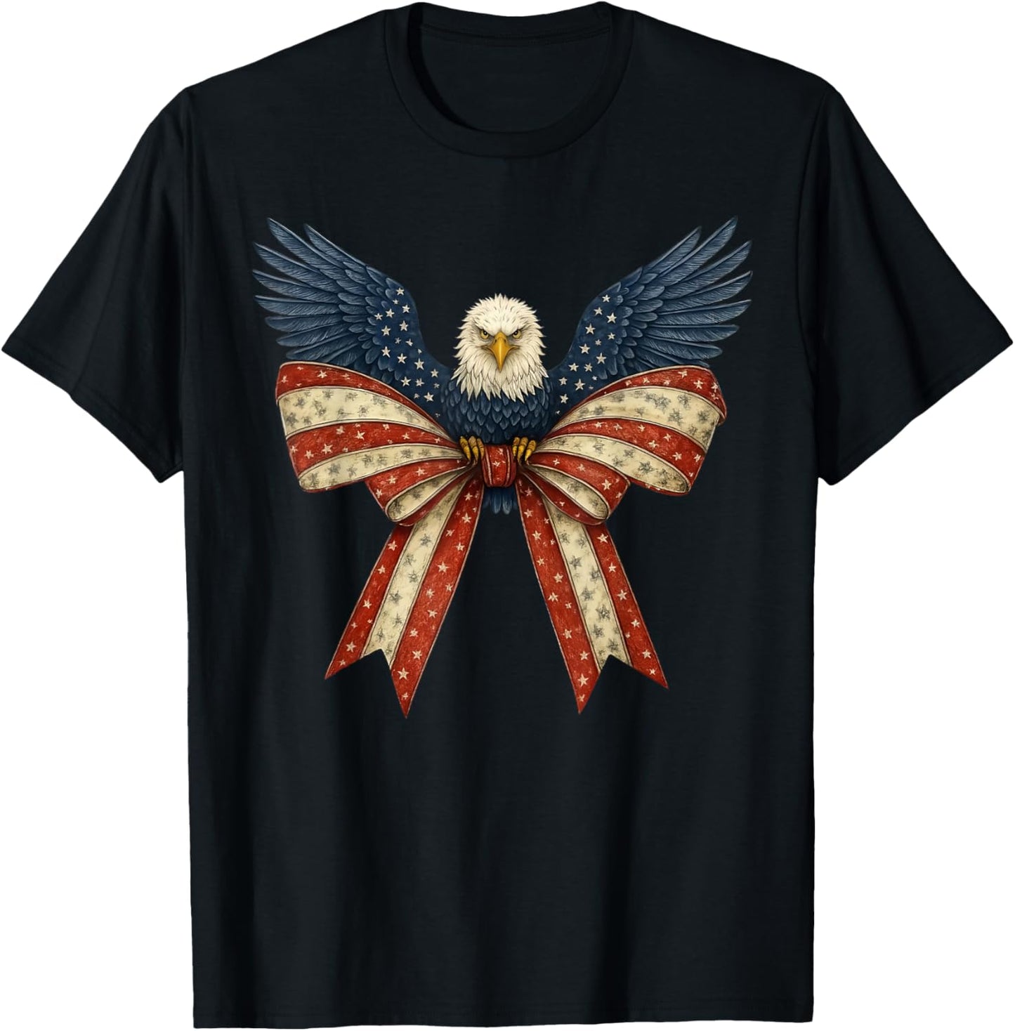 Patriotic Eagle With American Flag Bow T-shirt