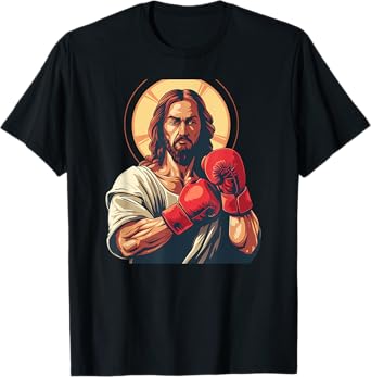 Pretty Jesus with boxing Gloves for Religious and Sports Fan T-Shirt