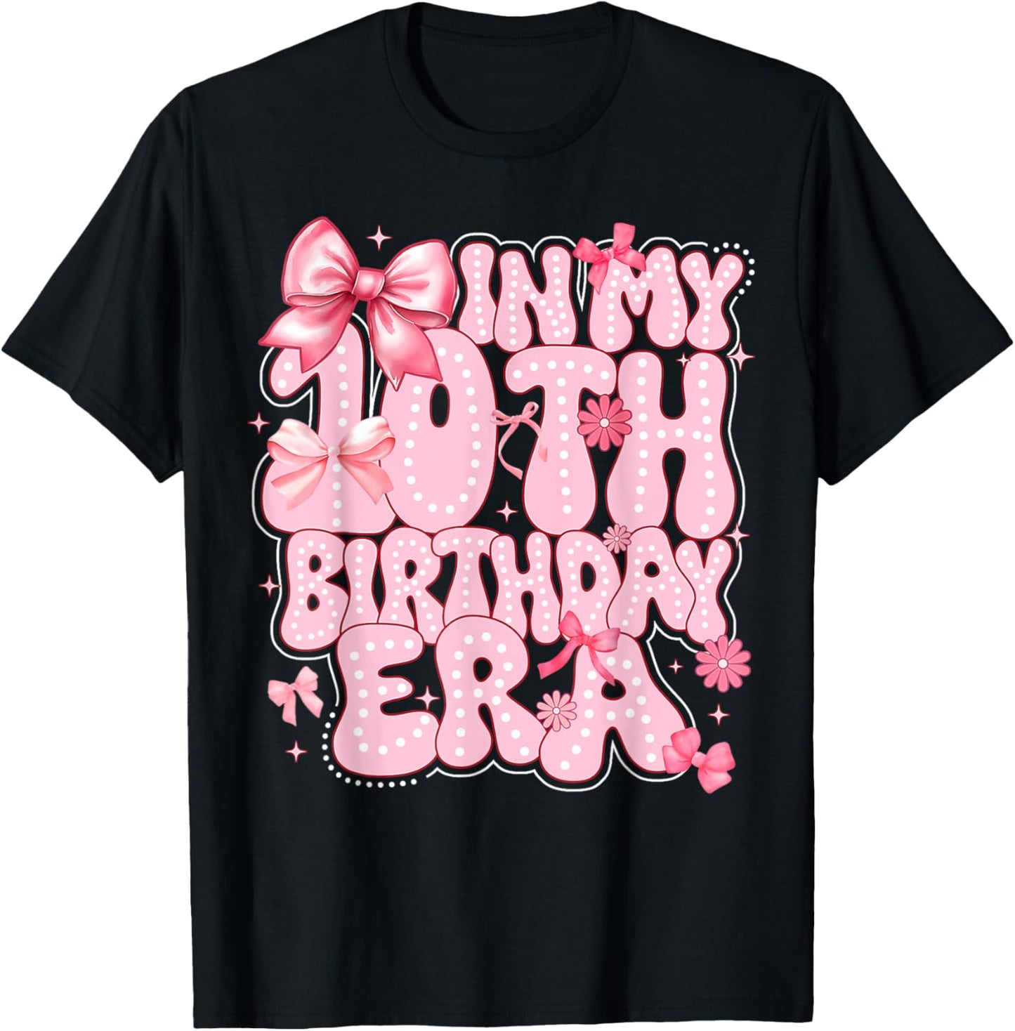 Kids In My 10th Birthday Era Girl 10 Year Old Coquette Bow T-Shirt