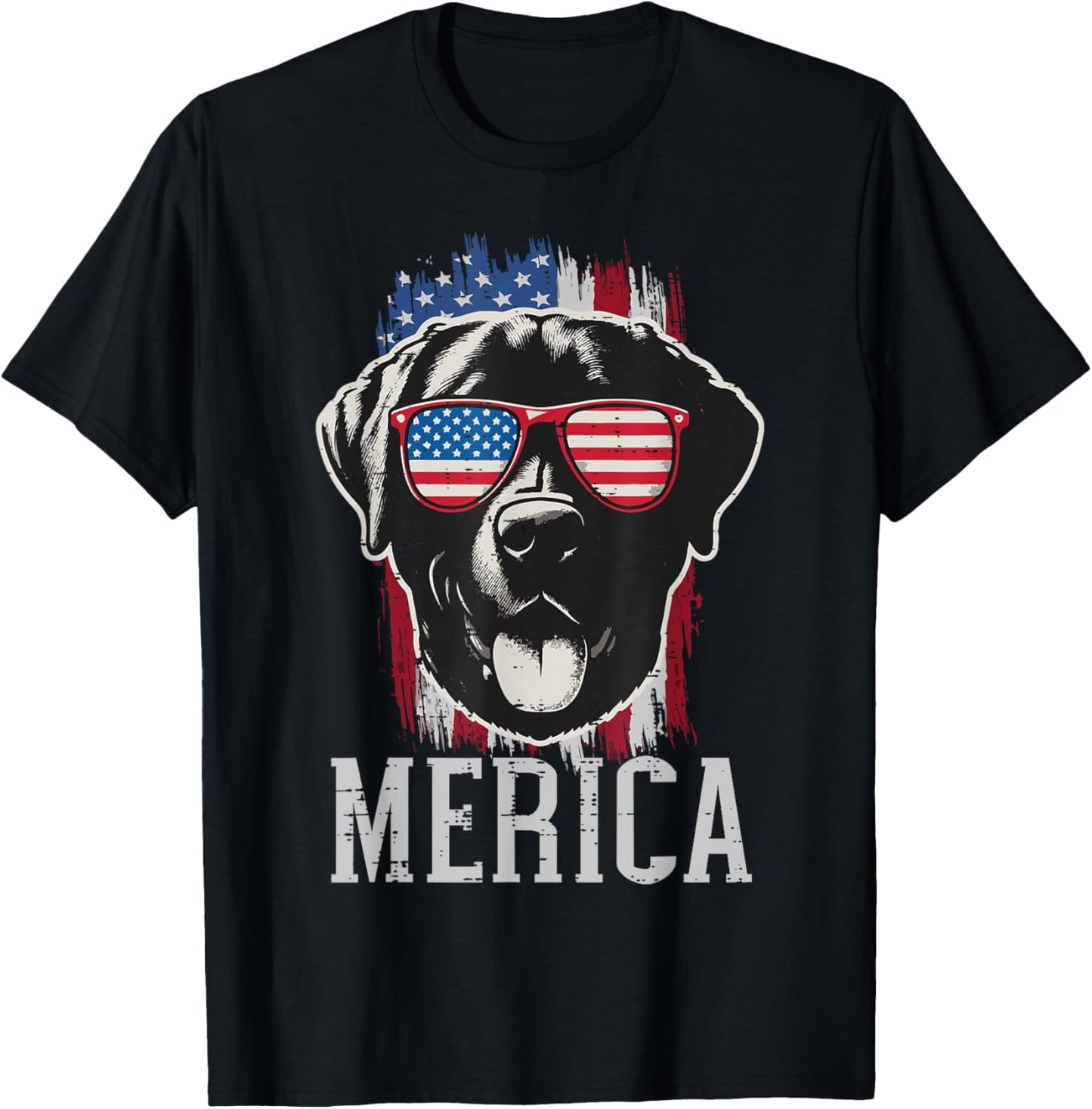 4th Of July Dog Labrador Merica US Flag Men Women Kids T-Shirt
